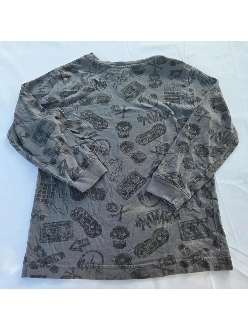 Old Navy Boys Graphic Long Sleeve Shirt Gray Size 6-7 #1236